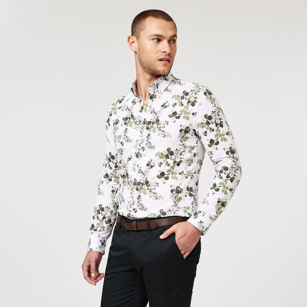 Elwood Long Sleeve Shirt, White/Khaki, hi-res
